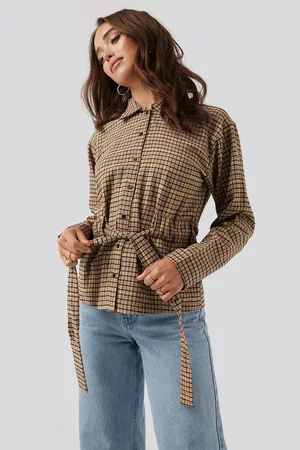 NA-KD Dame Bluser - Tied Waist Checked Shirt