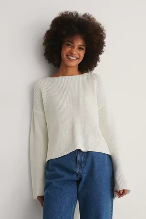 NA-KD Dame Strikkegensere - Cropped Long Sleeve Knitted Sweater
