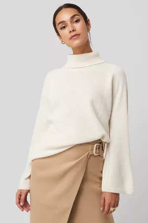 NA-KD Dame Strikkegensere - High Neck Wide Sleeve Sweater