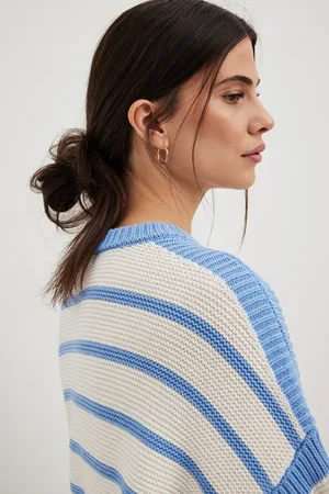 NA-KD Dame Strikkegensere - Oversized strikket genser med striper
