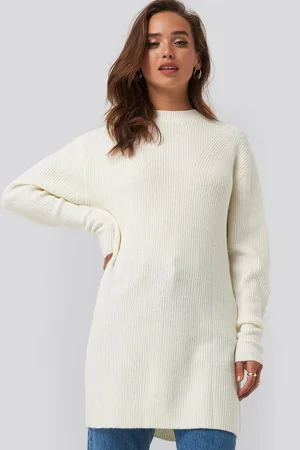 NA-KD Dame Oversize gensere - Round Neck Knitted Long Sweater