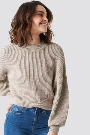 NA-KD Dame Gensere - Oversized Sleeve Round Neck Sweater