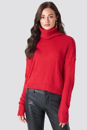 NA-KD Dame Pologensere - Folded Oversize Short Knitted Sweater