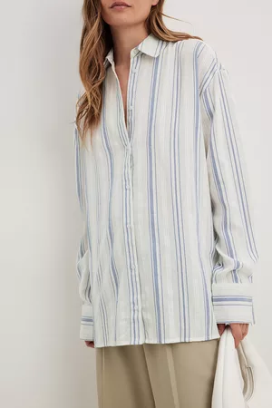 NA-KD Dame Lange bluser - Oversized skjorte med lange ermer og striper