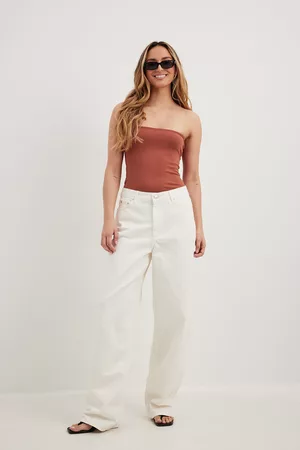 NA-KD Dame Jeans - Løstsittende lange jeans med middels liv