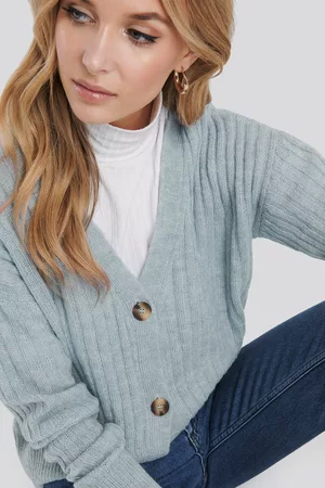NA-KD Dame Cardigans - Button Up Ribbed Cropped Cardigan