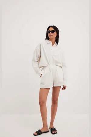 NA-KD Stripete shorts i seersucker med elastisk liv