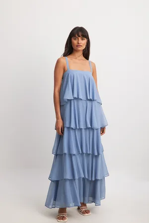 NA-KD Tiered Chiffon Maxi Dress
