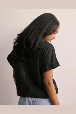 Pieces® - Pcafie Ss Reversible Lace Top Sww