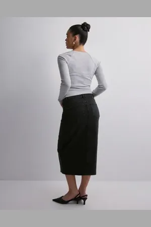 Pieces® - Pcjessie Hw Denim Midi Skirt Noos E