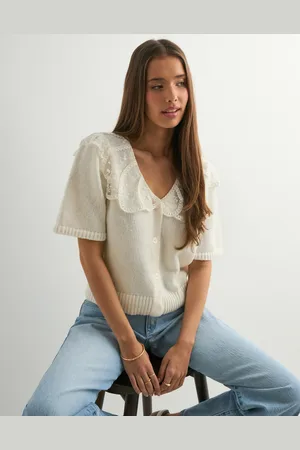 Pieces® - Pcabby Ss Lace Collar Knit Cardigan