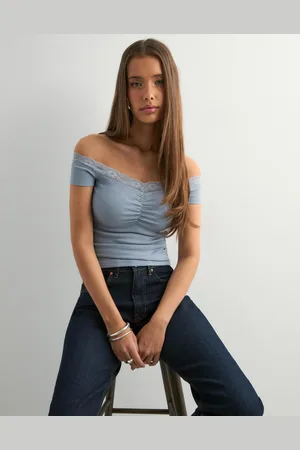 Nelly - Rib Lace Off Shoulder Top