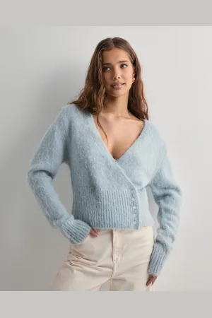 Neo Noir - Kilua Fluffy Wrap Knit Blouse