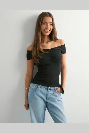 Nelly - Rib Lace Off Shoulder Top