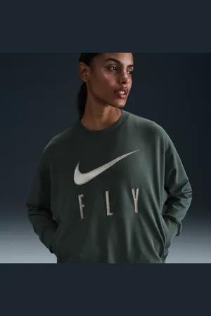 Nike Swoosh Fly Dri-FIT basketsweatshirt i frotté med rund hals til dame