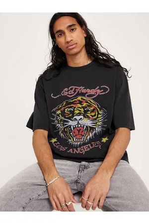 ED HARDY Herre Vintage skjorter - La-Tiger-Vintage T-Shirt T-skjorter og singleter Washed Black