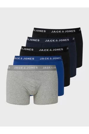 JACK & JONES Herre Lange underbukser - Jacbasic Plain Trunks 5 Pack Lange underbukser Black Black - Navy Blazer - Surf The Web