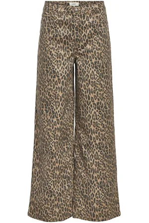 Object Leopardprint Jeans Med Vide Ben