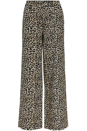 Object Leopardprint Bukser Med Vide Ben