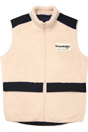 Knowledge Cotton Apparal Herre Vester - Men's Teddy Fleece Hood Vest With Rib Stop In Contrast Color