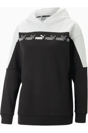 PUMA Around The Block Hoodie Women, Black/White, size XS, Clothing