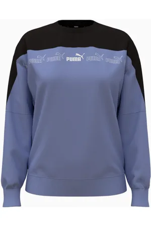 PUMA Around The Block Crew Neck Sweatshirt Women, Lavendar Pop/Black, size XS, Clothing
