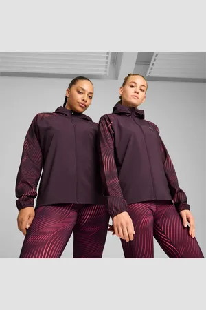 PUMA Favourite Velocity Printed Woven Running Jacket Women, Midnight Plum/AOP, size XS, Clothing