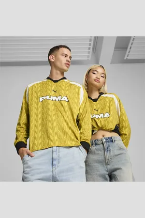 PUMA Long Sleeve Football Jersey Unisex, Yellow, Size L, Clothing