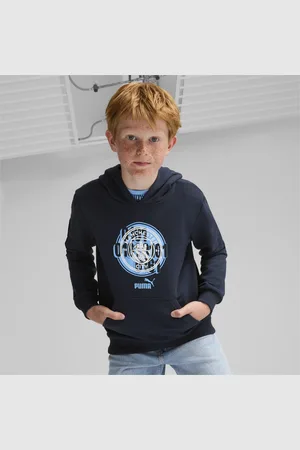 PUMA Manchester City ftbl CULTURE Hoodie Youth, Blue, Size 7-8Y, Clothing