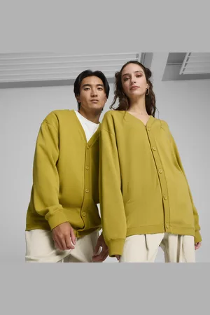 PUMA CLASSICS Artisanal Cardigan Unisex, Yellow, Size XL, Clothing