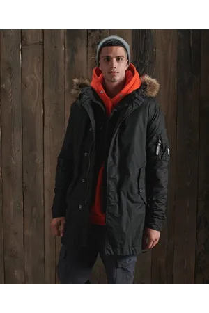 Superdry Service-parkaskåpe med fuskepelskant