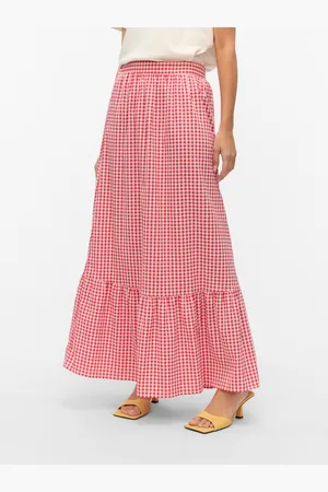 VERO MODA Vmcheck Høy Midje Langt Skjørt