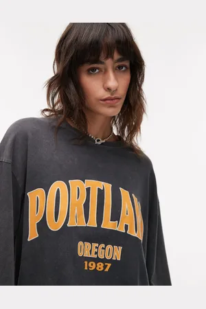 Topshop Graphic Portland Long Sleeve Skater Tee
