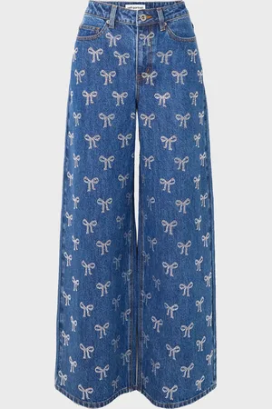 Self-Portrait Jeans Rhinestone Bow Mid Denim 25