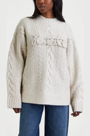 ROTATE Sweater Cable Knit Logo Vit 34