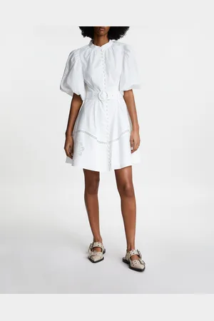 By Malina Dress Allie Pouf Sleeve Mini Vit XS