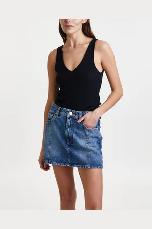 Ganni Skirt Sparkle Logo Denim Mini 34