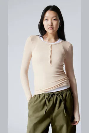 Weekday Sheer Rib Long Sleeve Henley Top
