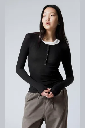 Weekday Sheer Rib Long Sleeve Henley Top