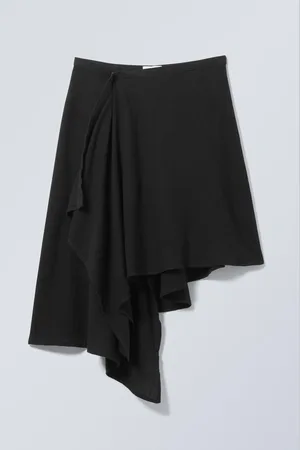 Weekday Asymmetric Linen Blend Wrap Skirt