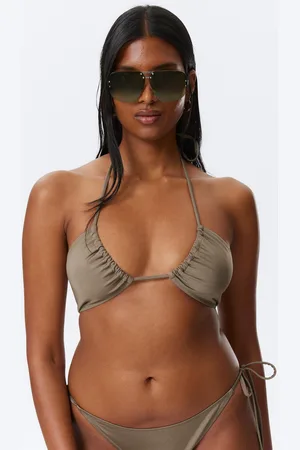 Weekday Ruched Halter Bandeau Bikini Top