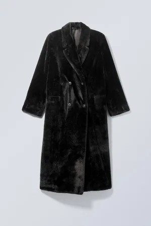 Weekday Double-Breasted Oversized Faux Fur Coat