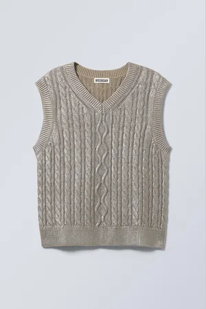 Weekday Metallic Cable-Knitted Vest