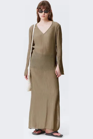 Weekday Sheer Long-Sleeved V-neck Maxi Dress