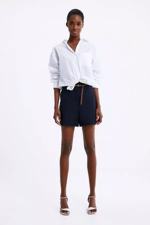 Zara Dame Bermudashorts - Bermudashorts med flettet belte