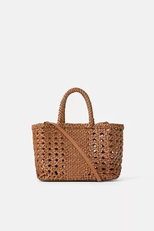 Zara Dame Tote bags - Mini shopper veske i flettet skinn